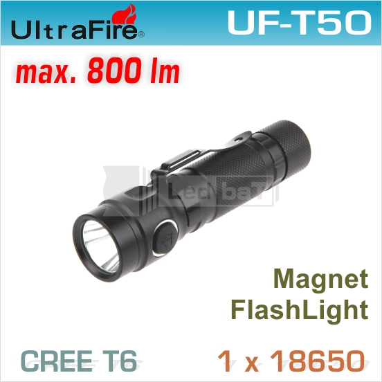 UltraFire UF-T50 LED baterka T6 magnet, 1x18650