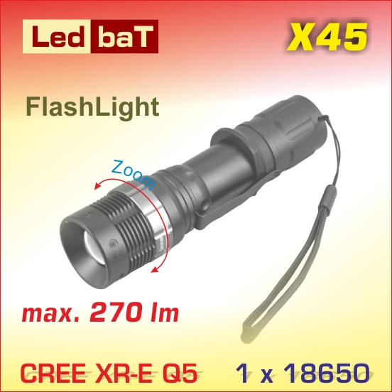 LedbaT LBT-X45 LED baterka Q5 zoom 1x18650
