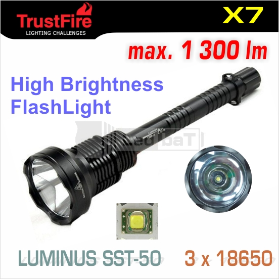 TrustFire X7 LED baterka SST-50, 3x18650