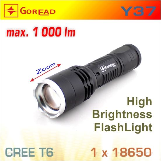 Goread Y37 LED baterka T6 Zoom, 1x18650