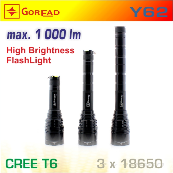 Goread Y62 LED baterka T6, 3x18650