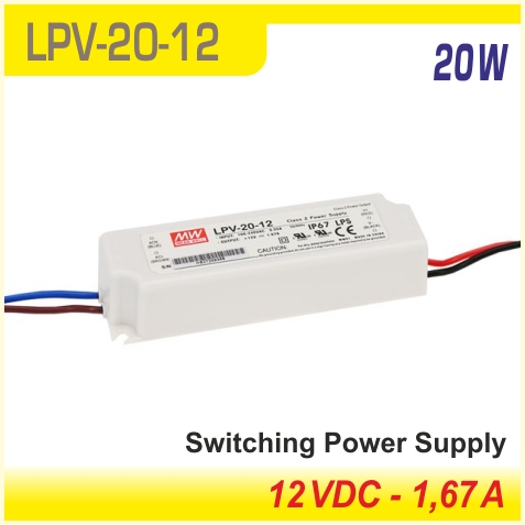 LPV-20-12 napájací zdroj 20W 12V/1,67A IP67