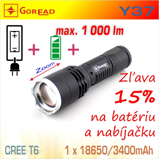 SET Y37 LED baterka + BAT1834 + nabíjačka