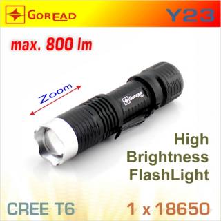 Goread Y23 LED baterka T6 Zoom, 1x18650