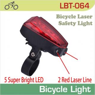 LedbaT LBT-064 5xLED / LASER zadné svetlo na bicykel 2xAAA