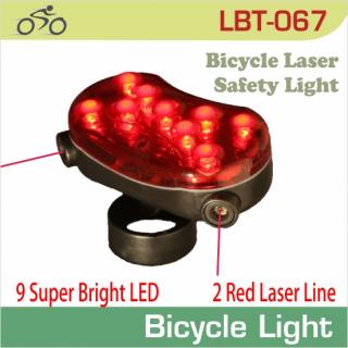 LedbaT LBT-067 9xLED / LASER zadné svetlo na bicykel 2xAAA