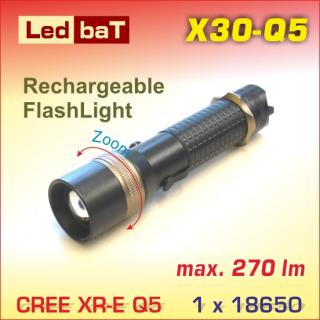 LedbaT LBT-X30 LED baterka Q5 zoom 1x18650