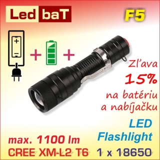 SET F5 LED baterka + BAT1834 + nabíjačka