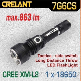 Crelant 7G6CS LED baterka L2, 1x18650 / 2xCR123A