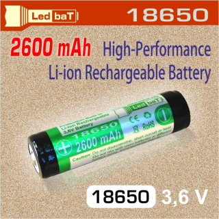 Ledbat 18650 / 2600mAh Li-Ion aku s OCHR čierny